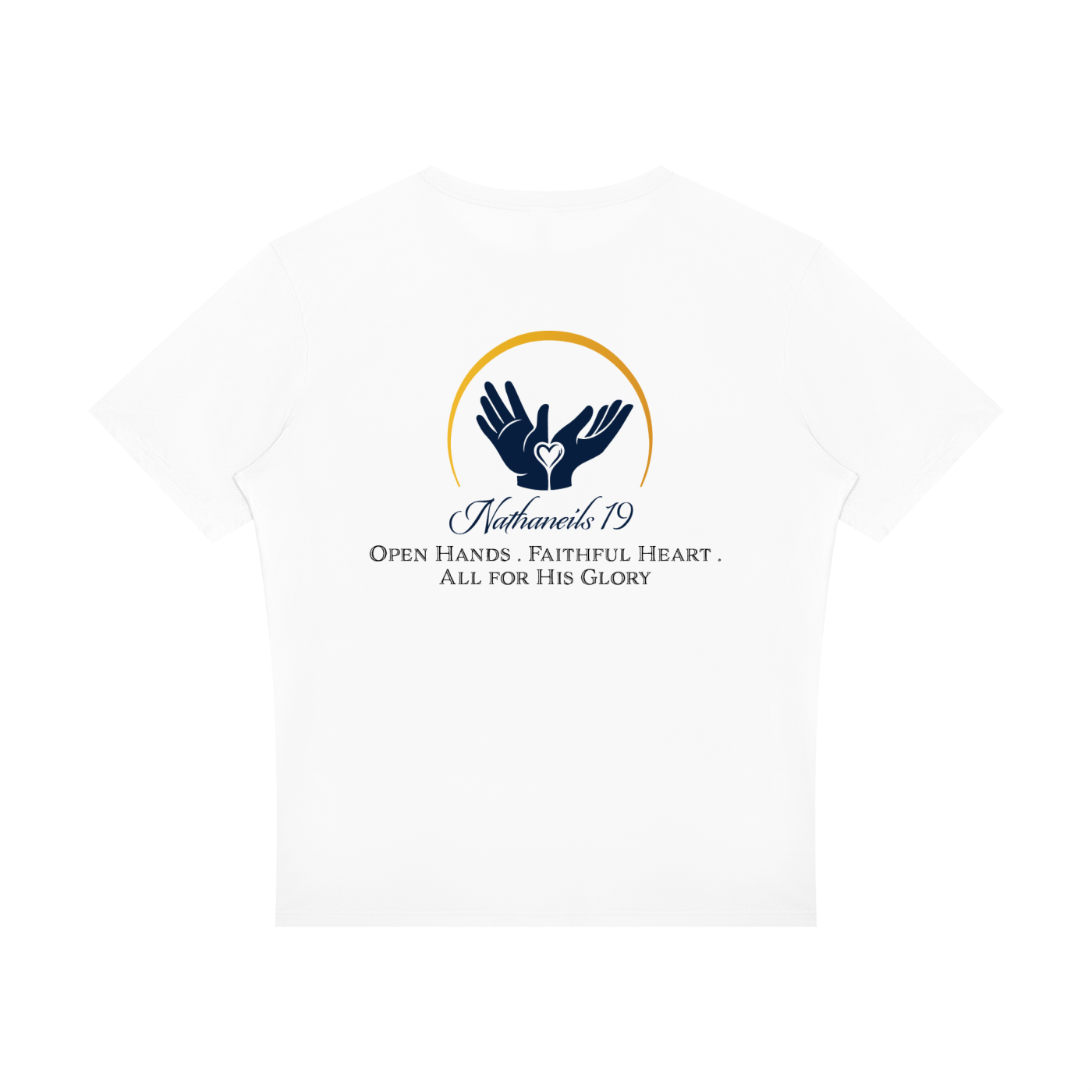 Nathaneils 19 Open Hands Performance Reflective Tee White (Slogan Back)