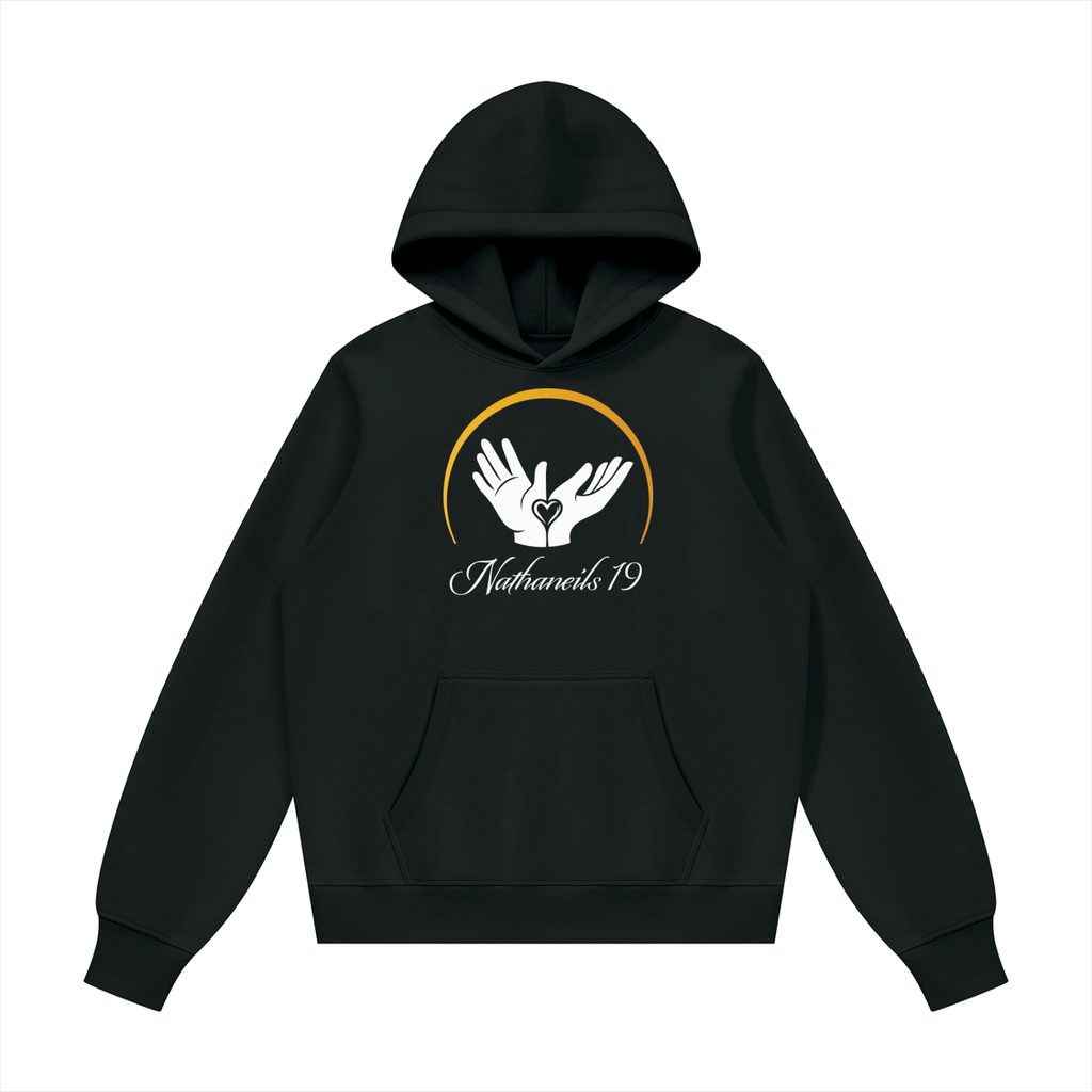 Nathaneils19 • Open Hands Hoodie — Black Unisex • Front & Back Logo