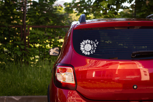 Cancer Awareness Flower & Ribbons Car Decal