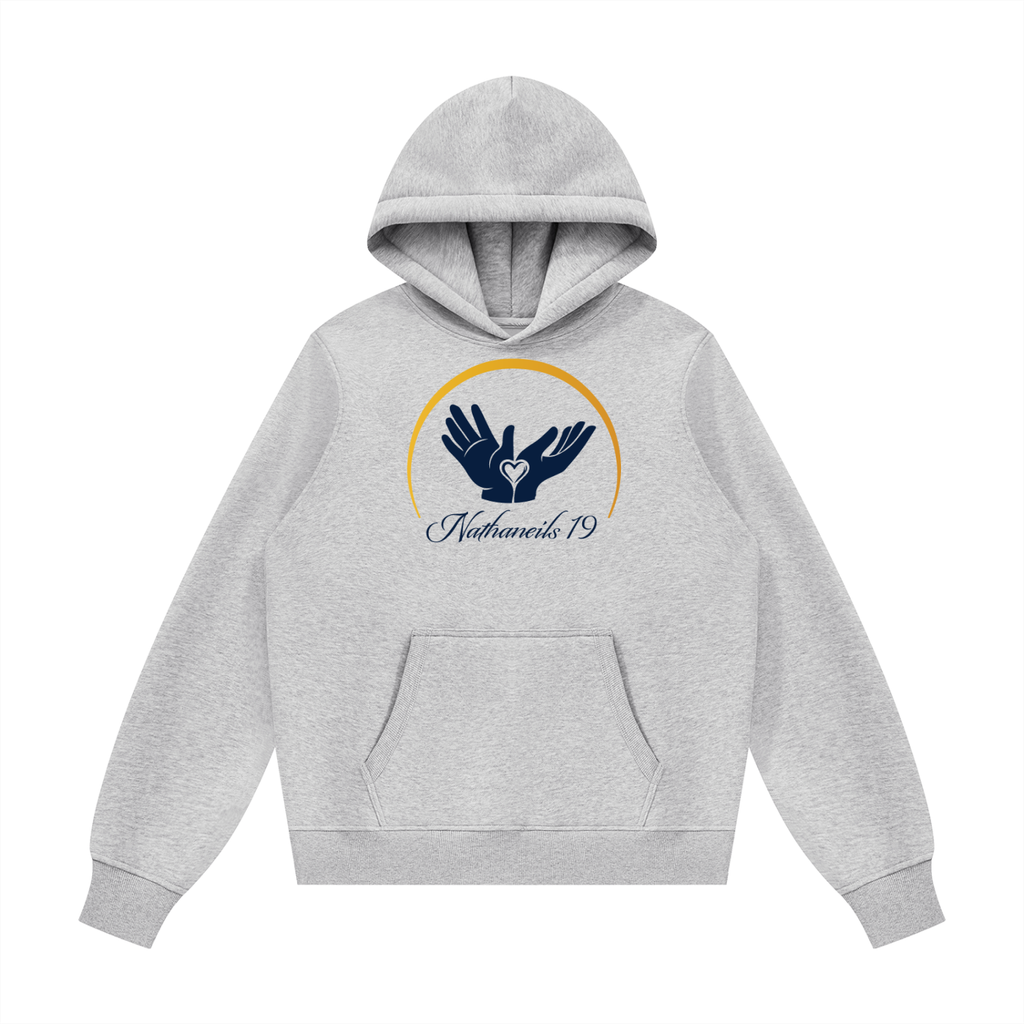 Nathaneils19 • Open Hands Hoodie — Light Grey Unisex • Front & Back Logo